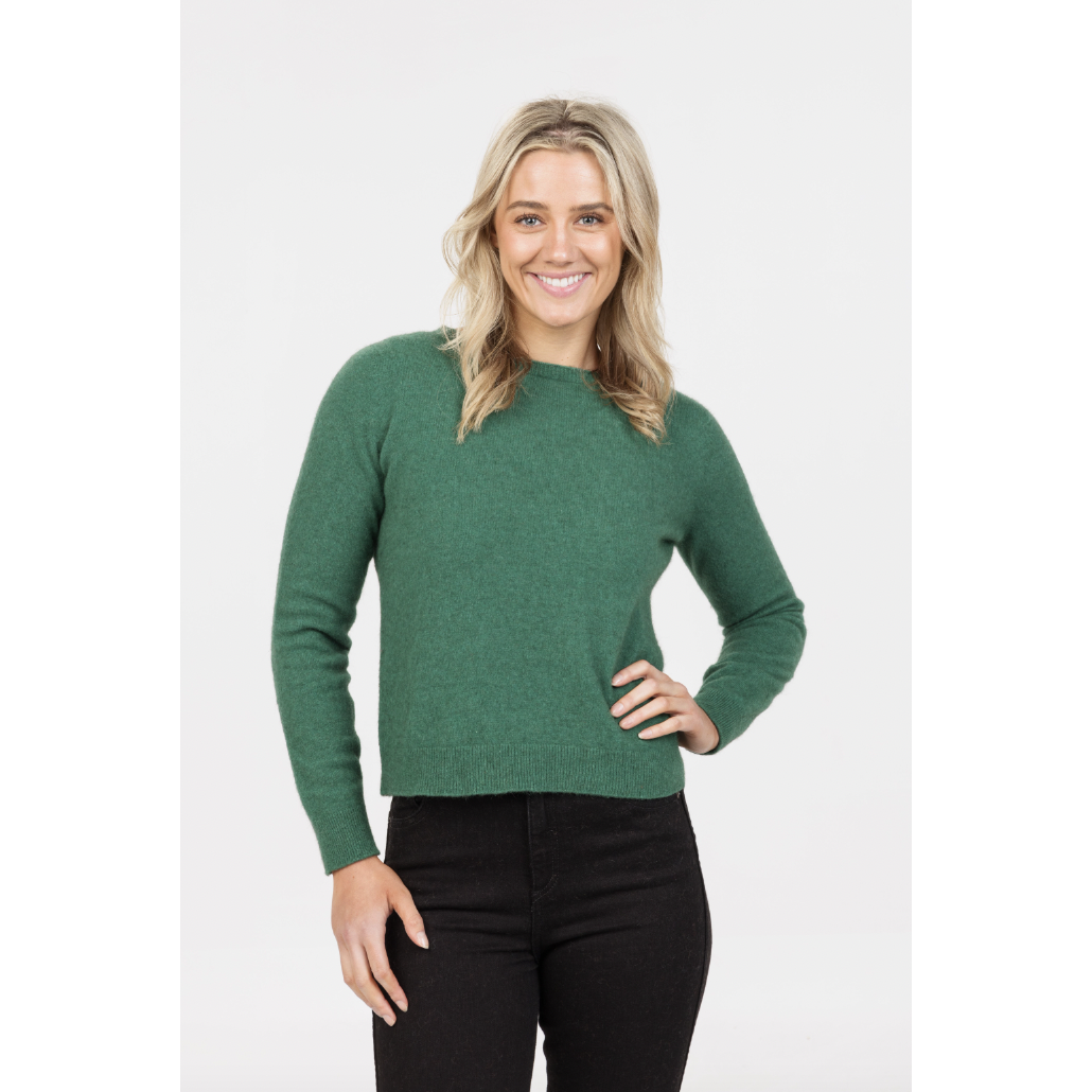 Native World - Merino & Possum Classic Crop Sweater (NB870) Deep Sage