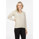 Native World - Merino & Possum Vee Plain Sweater (NB396)Natural