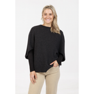 Native World - Merino & Possum Split Sleeve Poncho (NB868)Charcoal