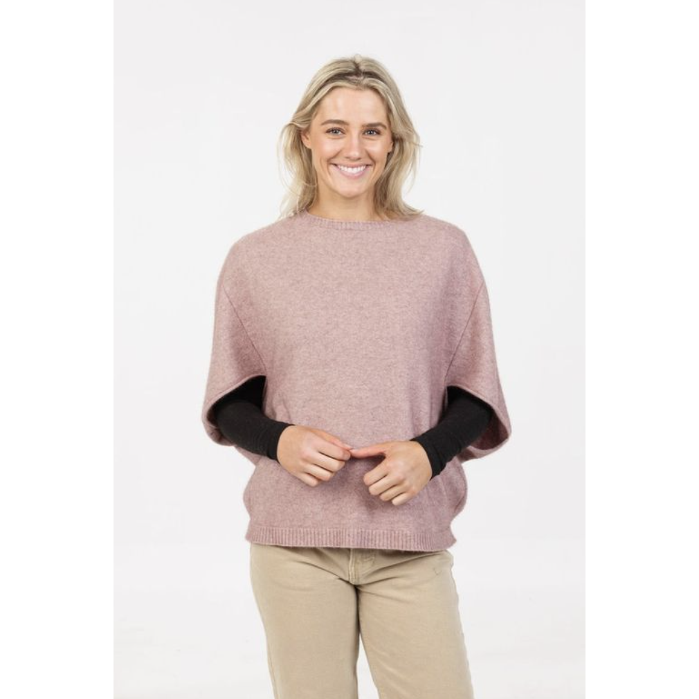Native World - Merino & Possum Split Sleeve Poncho (NB868)Lily