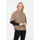 Native World - Merino & Possum Split Sleeve Poncho (NB868)Mink