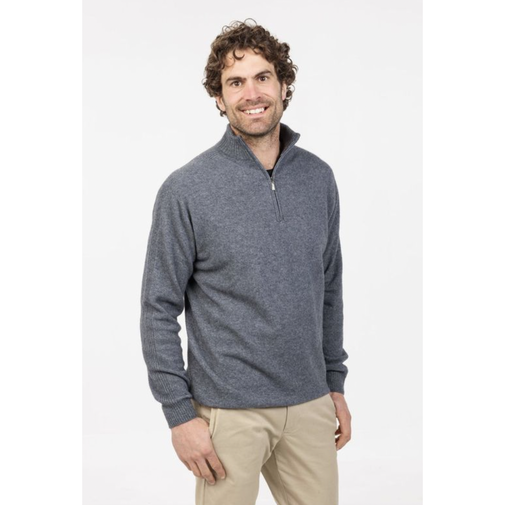 Native World - Merino & Possum Lightweight Half Zip Sweater (NB336)Sky