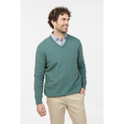 Native World - Merino & Possum Men's Vee Neck Sweater (NB121)Mist