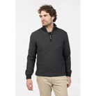Native World - Merino & Possum Textured Half Zip Sweater (NE338)Charcoal
