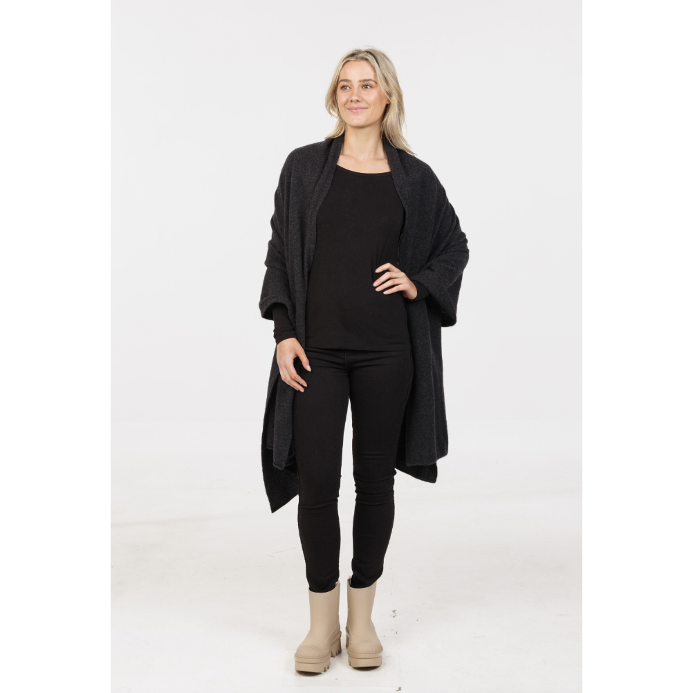 Native World - Merino & Possum Travel Wrap (NE815)Charcoal