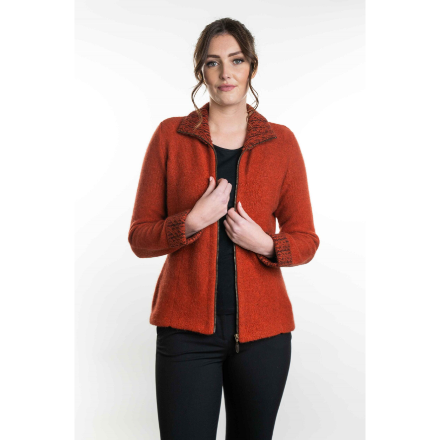 Koru Merino - Possum Two Tone Jacket (KO476)Sienna/Black