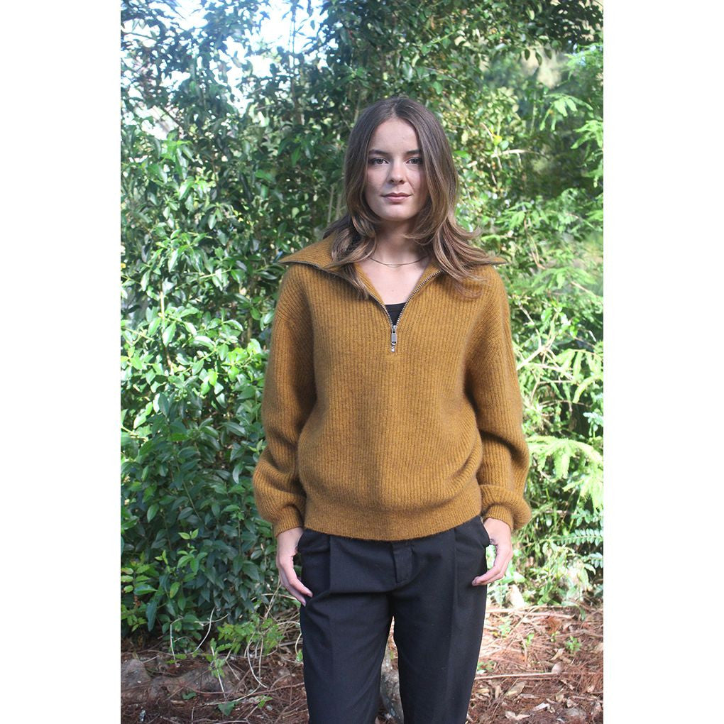 Zinity - Merino & Possum Daldy 1/4 Zip Jumper (Z159)Gold
