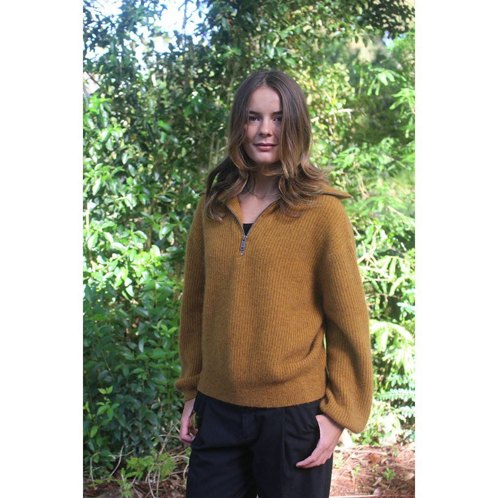 Zinity - Merino & Possum Daldy 1/4 Zip Jumper (Z159)Gold