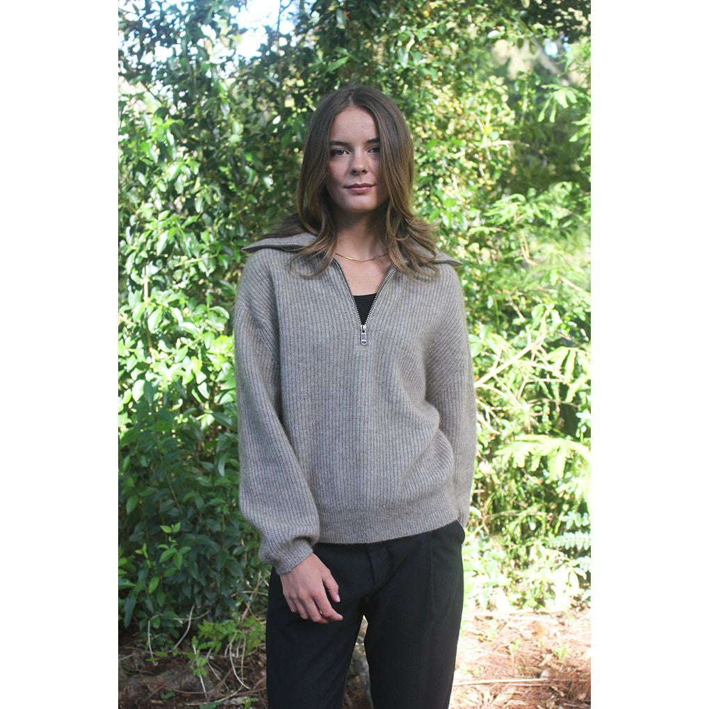 Zinity - Merino & Possum Daldy 1/4 Zip Jumper (Z159)Natural